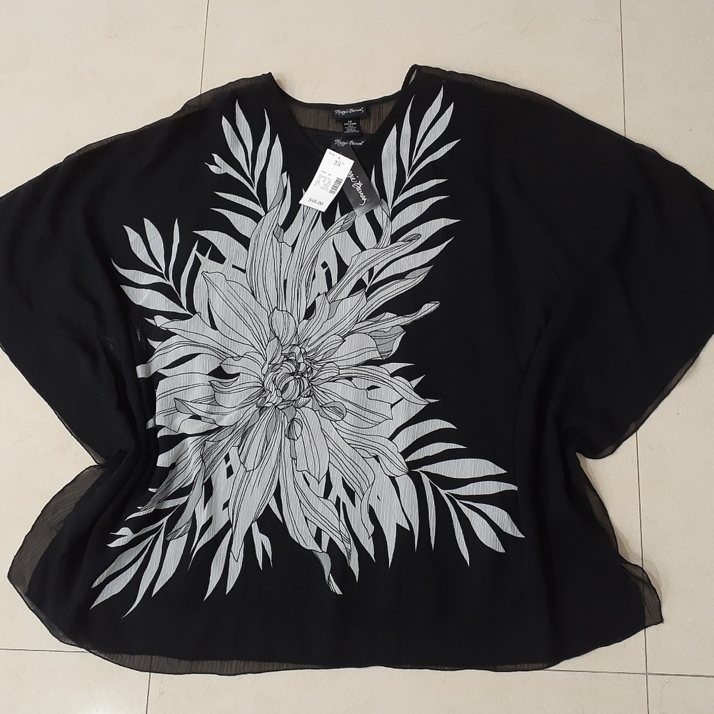 Maggie Barnes Black Blouse Size 2xl